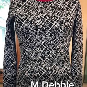 Black & White Long-Sleeve Dress M